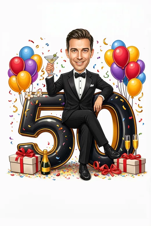 50th Birthday Man Caricature from photo