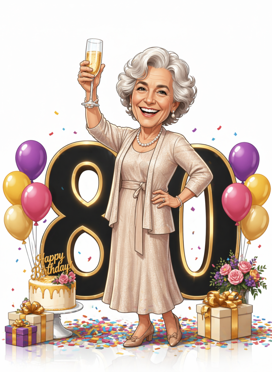 80th Birthday Caricature from photo