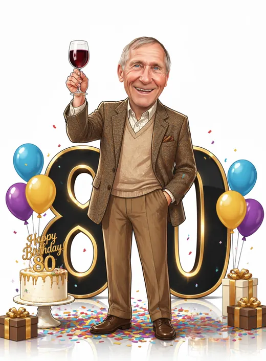 80th Birthday Man Caricature from photo
